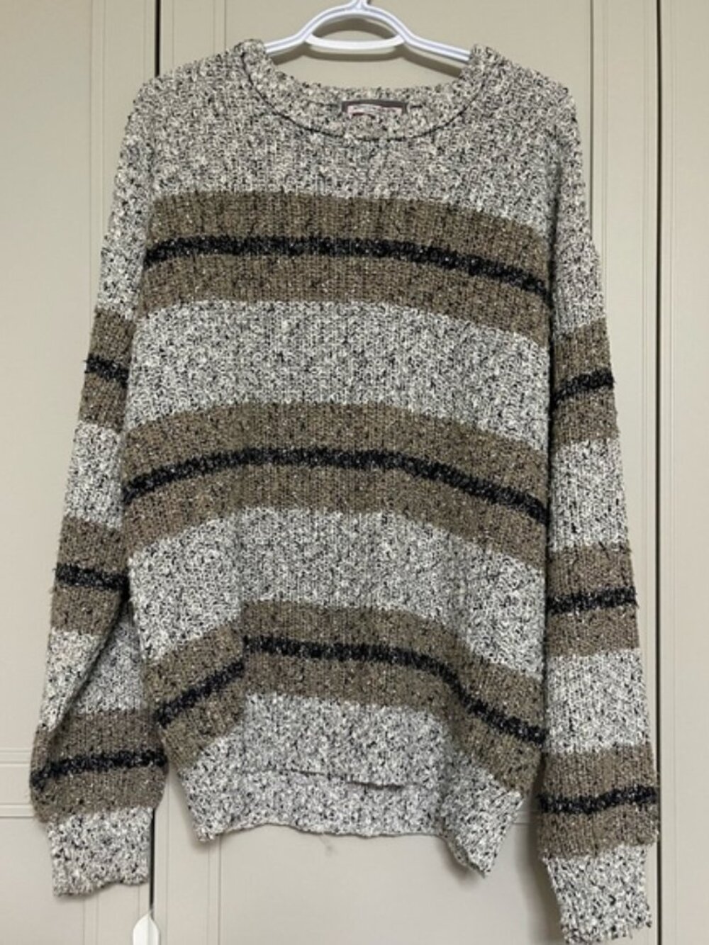90s Dadcore Woven Striped Woodwards Crewneck Sweater